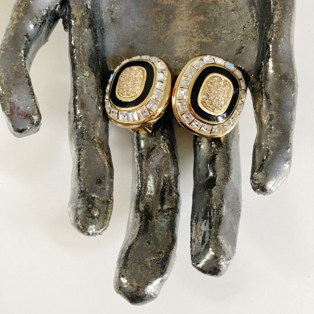 Christian Dior "Diamante" Clip Earrings, 1980s Vintage Dior Stud Earrings